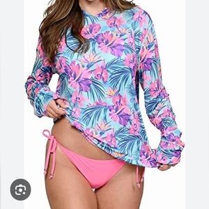 Tommy Bahama Blue and Pink Floral Swim Coverup